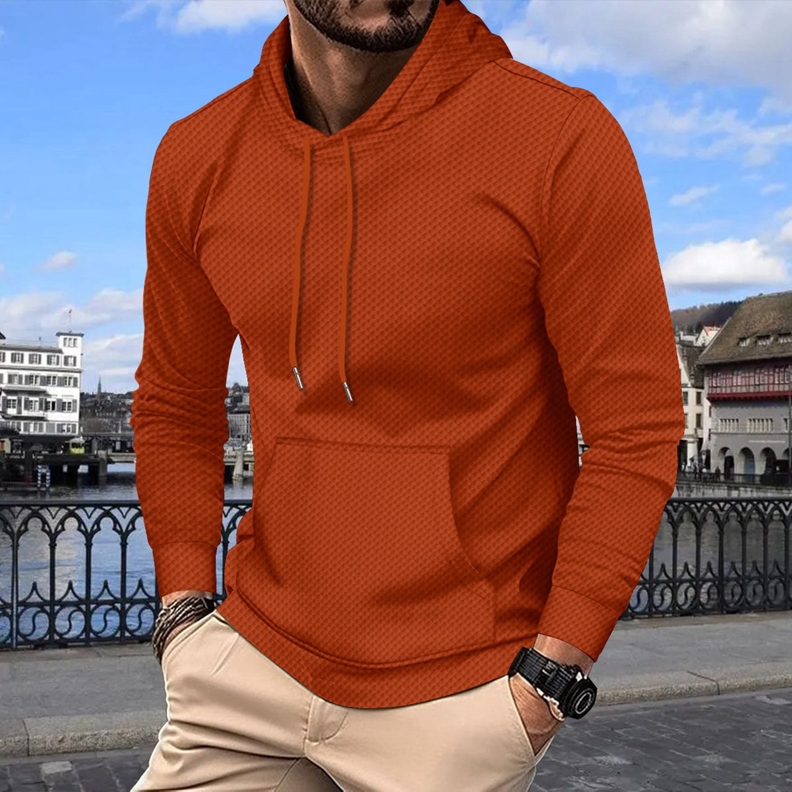 Sweat-shirt à Capuche Homme Demi-zippé - Manches Longues, Style Décontracté Pour Automne Et Hiver