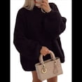 thumbnail image 1 of Suéteres de Cuello Alto de Gran Tamaño para Mujer, Jerseys de Punto Grueso de Larga, Ropa de Moda de Invierno, Otoño Negro L, 1 of 7