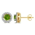 thumbnail image 5 of Elegant 0.80 Ctw Created Round Shaped Peridot & White Sapphire Necklace And Earrings Set In 14K Yellow Gold Plated, 5 of 7