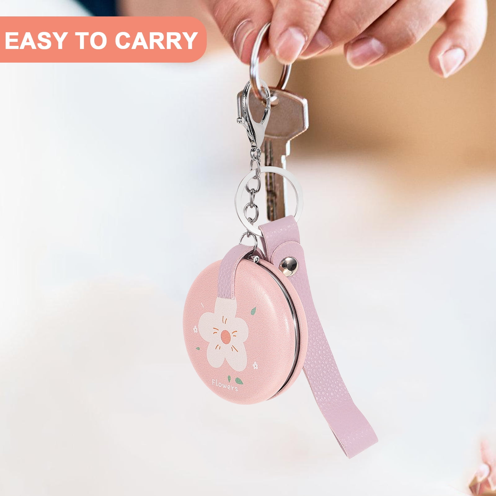2Pcs Pocket Mirror Keyrings Mini Folding Mirror Key Chain