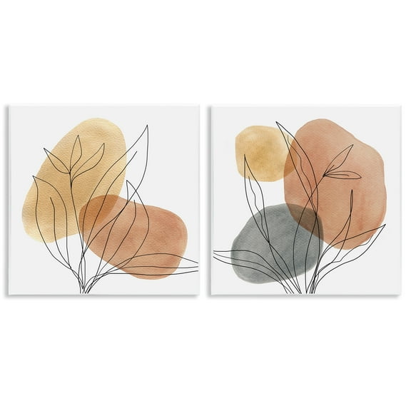 Stupell Industries Simple Neutral Southwestern Tones Botanical Plant Design Graphic Art Unframed Art Print Wall Art Set of 2, 12x12, by Carol Robinson