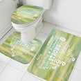 thumbnail image 4 of Love Text Bathroom Rugs Set Vintage Warm Embraces Positive Energy Love Green Yellow Non Slip Absorbent Soft Bath Mats 3 Piece Set with Bathroom Rug, U-Shaped Floor Mat, Toilet Seat Cover Large Size, 4 of 9
