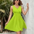 thumbnail image 3 of Solid Color Bright Green Sleeveless Dress Women Summer Evening Dresses Ladies Sundress, 3 of 7