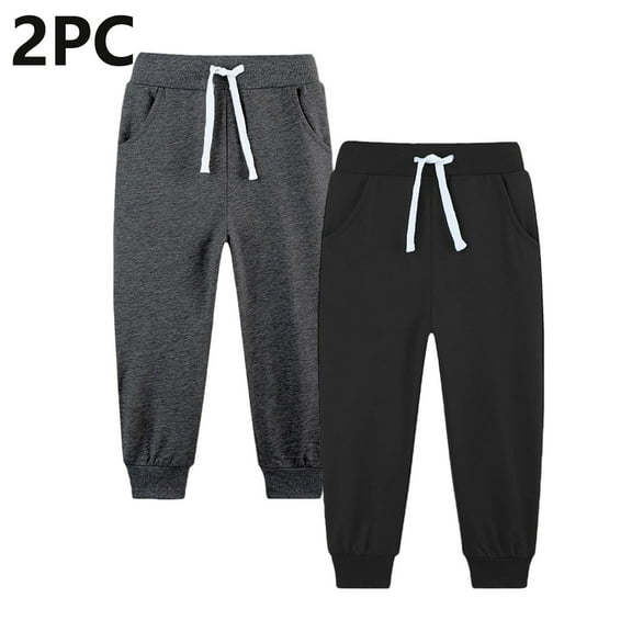 ITSAME Boys Sweatpants 2PC, Jogger Elastic Waist Drawstring Tapered Pants with Pockets Brown 9T