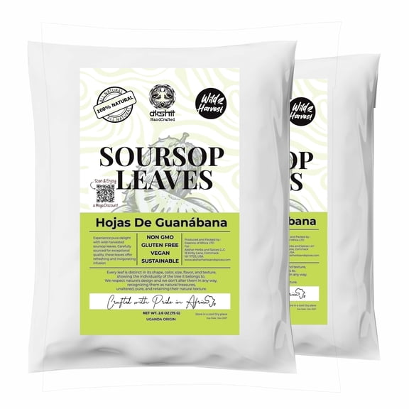 Akshit Dried Soursop Graviola Leaves, Whole  Leaf, 5.2 oz, Hojas De Guanabana,  Caffeine-Free Tea , Non-GMO.  by Akshit