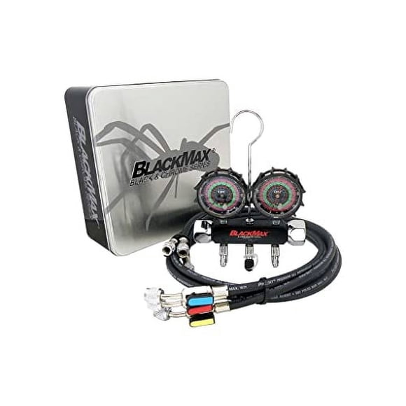 CPS BlackMax MBH4P5EZ Collecteur 2V R-134A, 22, 404A, Jauges 410A & Tuyaux Premium BV 5 Pieds
