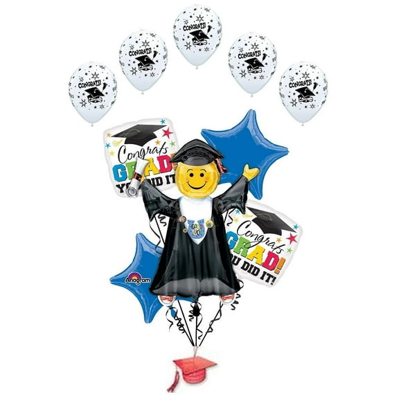 DalvayDelights Bright Grad Gown Congrats You Did It Graduation Party (14) Balloons Bouquet Set Kit