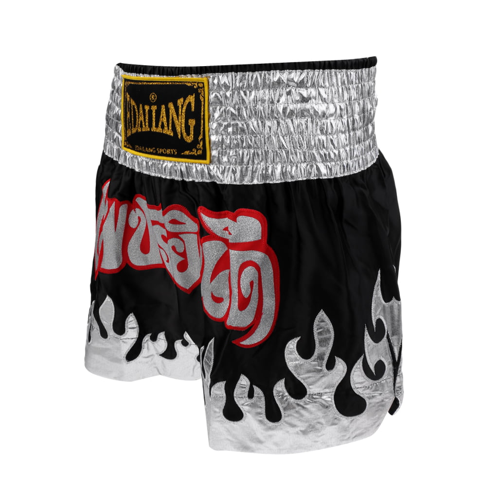 Satin Boxing Shorts Muay Thai Fighting Sanda MMA Shorts for Men Women L 