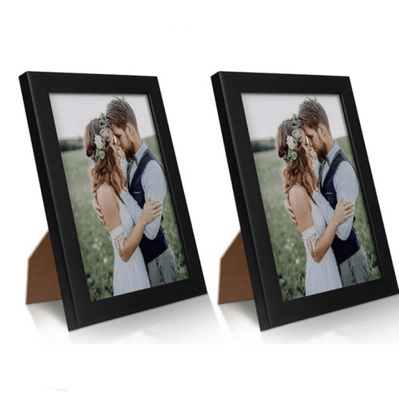 2 Pack 5x7 Picture Frame, Black Picture Frame for Wall and Tabletop Display, Resistant Plastic Photo Picture Frame with Clear Plexiglass for Vertical or Horizontal Display