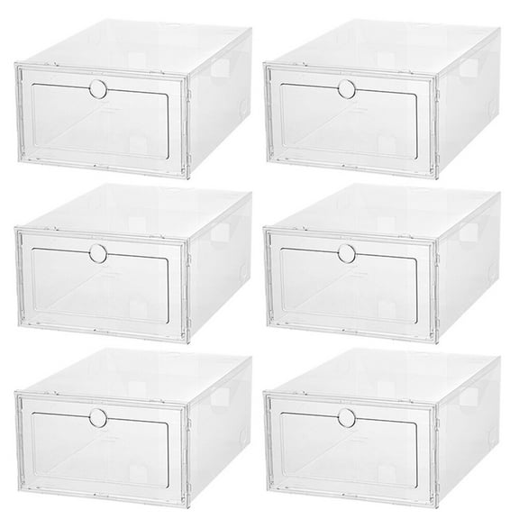 Transparent Plastic Shoe Storage Boxes with Drawer Design 6 Pieces Large Capacity for Easy