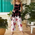 thumbnail image 3 of Fgvctg Valentine's Day Jumpsuits for Women Overalls Wide Leg Pant Date Night Spaghetti Straps Dressy Love Heart Print Jumpsuits Sleeveless Bib Overalls Sprimg Romper Clothes With Pockets Dark Gray M, 3 of 7