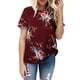 thumbnail image 5 of Camiseta de mujer con estampado floral, manga corta, cuello redondo, blusa informal, rojo vino, XXL Methold AP001919-11, 5 of 6