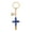 Blue, variant on Gold Foil Stone Cross Keychain, Color Resin Crosses Keyring, Key Ring Accessories Bag Charms