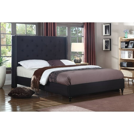 Best Master Furniture Veronica Tufted Wingback Platform Bed Black, Cal.