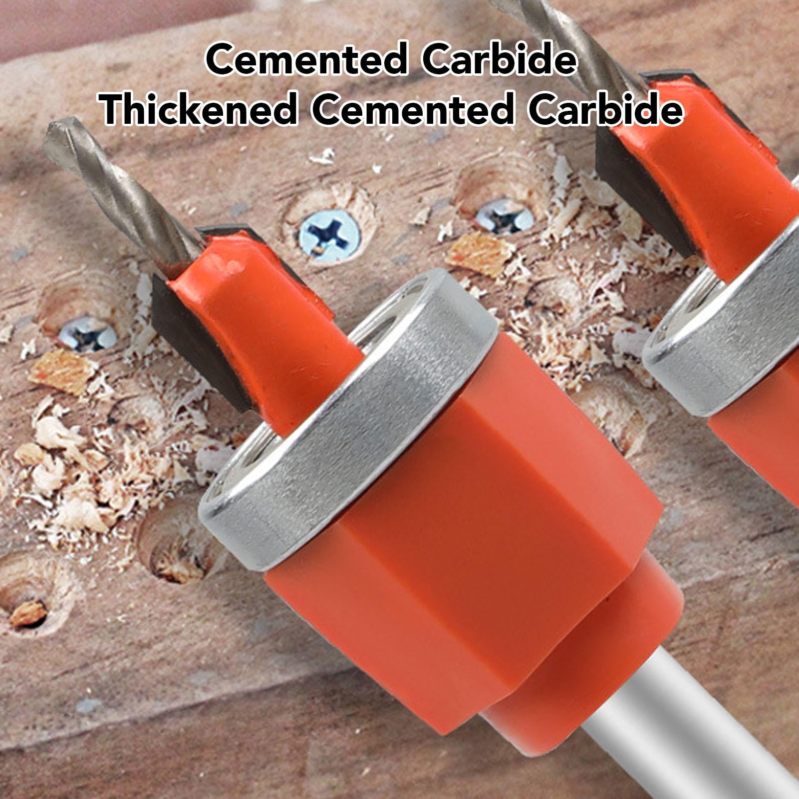 YAHHU 5‑Piece Limit Countersink Drill Bit Set – Cemented Carbide, Built‑In Depth Adjustment, Friction‑Reducing Bearing, Versatile 2.8‑4.0 mm Sizes for Woodworking