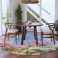 thumbnail image 3 of Wildflowers Round Area Rug 5Ft Washable Circle Rugs for Living Room Bedroom, Spring Country Oil Painting Floral Plant Non-Slip Carpet Floor Mats Indoor Outdoor Carpet Runner Aesthetic Home Decor, 3 of 8