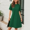 thumbnail image 4 of Stylish SMihono Trendy Summer Dresses for Women Lace Patchwork Short Sleeve Round Neck Tshirt Dress Pleated Front Vacation Dresses Green XL, 4 of 9