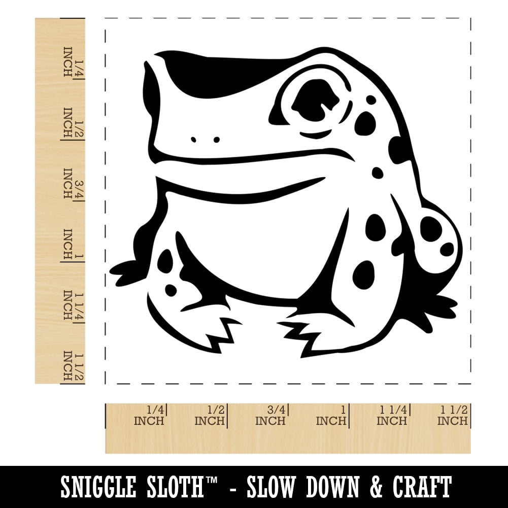 Frog Toad Sitting and Staring Self-Inking Rubber Stamp Ink Stamper - Black Ink - Large 1-1/2 Inch