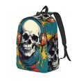thumbnail image 1 of Disketp Modern Hip-Hop Skull print Canvas Backpack Lightweight Travel Daypack Student Rucksack Laptop Backpack-, 1 of 5