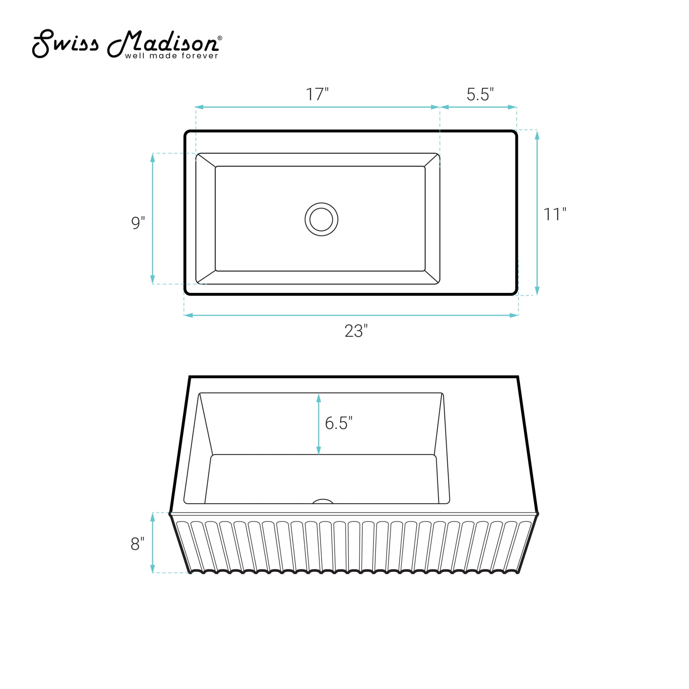 Delice 24" Rectangle Wall-Mount Bathroom Sink in Matte White