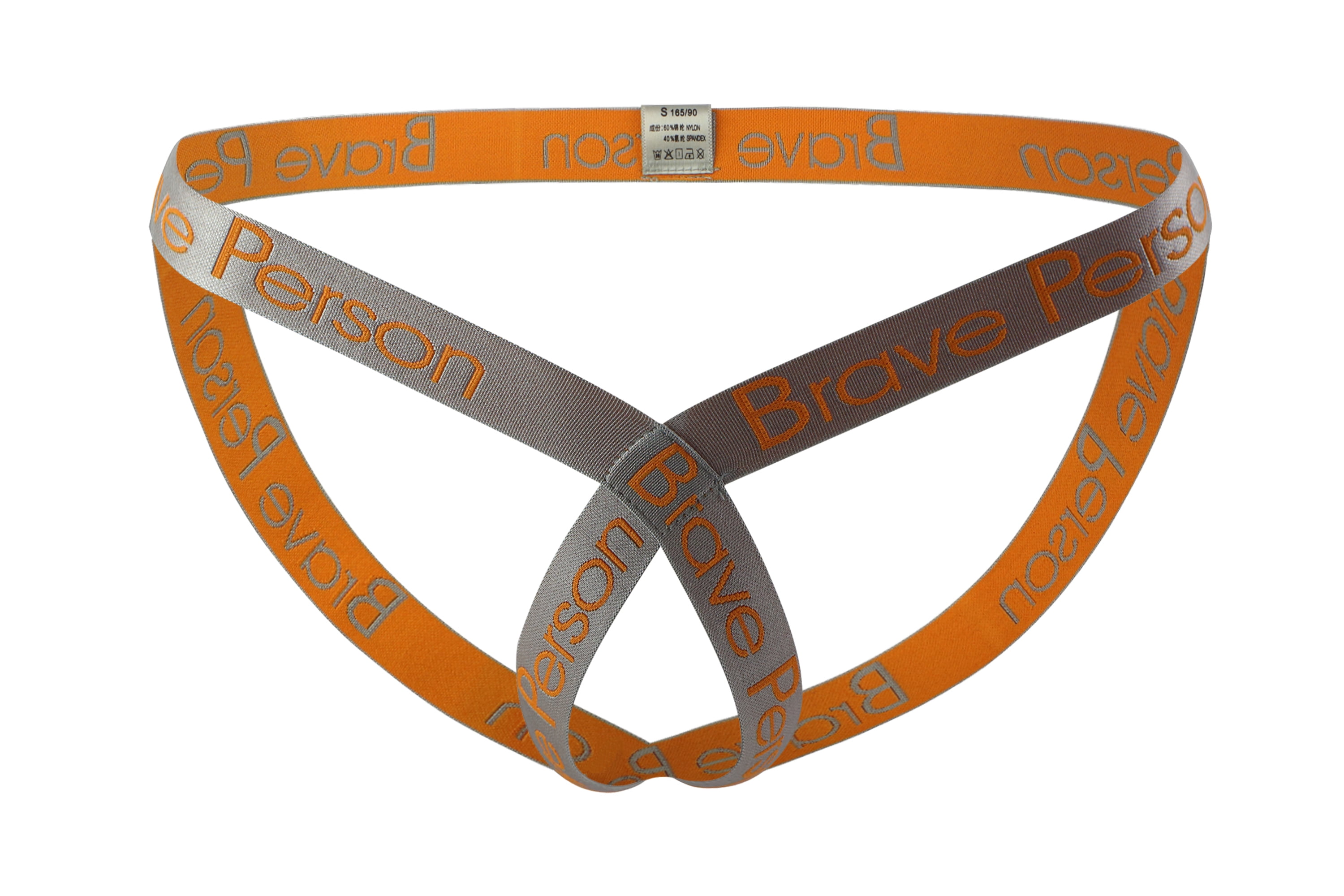 MIZOK Men's Jockstraps Sexy Jock Strap Underwear Orange Word M2 Pc