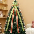 thumbnail image 4 of Christmas Tree Topper Wreath Bow Large Green Christmas Bow Tree Topper with Red Green Dot Patterned Gift Bows for Xmas Holiday Home Wedding Thanksgiving Indoor/Outdoor 52"x13", 4 of 6