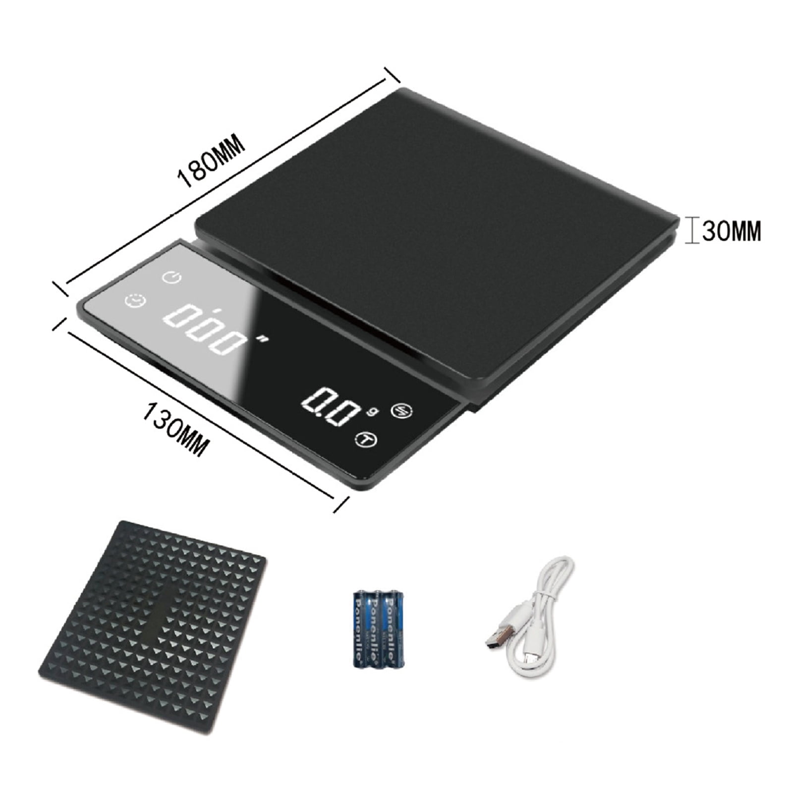 Hand Drip Coffee Scale Kitchen Food Weight Scale with Precision Sensors LED