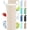 Pearled Ivory, variant on purifyou Premium 40/32 / 22/12 oz Glass Water Bottles with Volume & Times to Drink, Silicone Sleeve & Stainless Steel Lid Insert, Reusable Bottle for Fridge Water, Milk, Juice