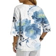 thumbnail image 6 of YUNAFFT Floral Print V-Neck Button Front Blouse with Three-Quarter Sleeves Breathable Lightweight Comfortable Shirt for Women Casual and Office Wear, 6 of 7