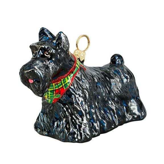 Scottish Terrier with Bandana Standing Dog Polish Blown Glass Christmas Ornament