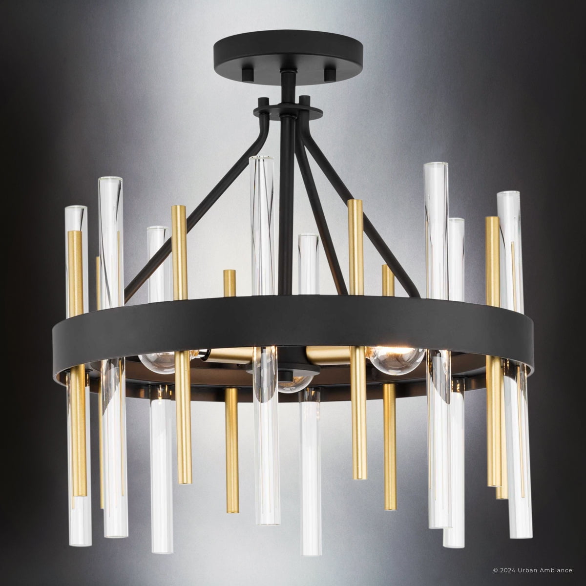Luxury Transitional Ceiling Light, Matte Black, UHP4760