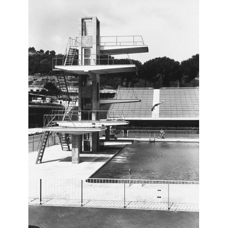 Olympic Diving Board - Diving Board of an Olympic Sized Swimming Pool in a Sporting Facility Print Wall Art By A. Villani