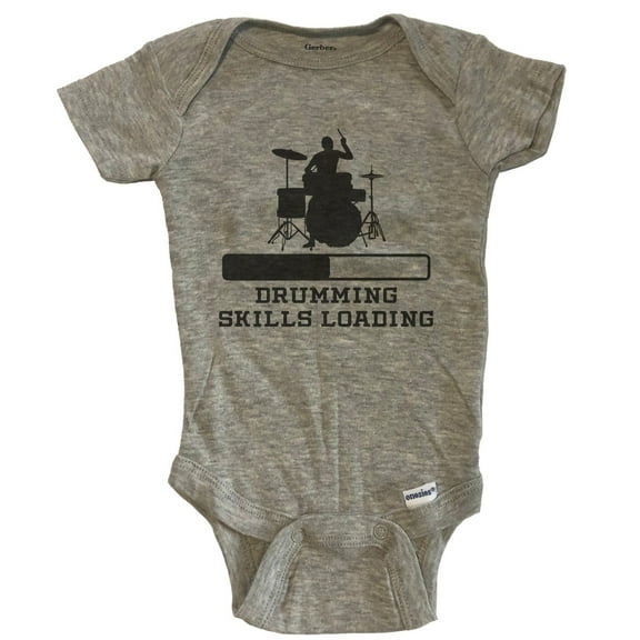 Drumming Skills Loading Funny Drummer Humor Baby Bodysuit - Grey