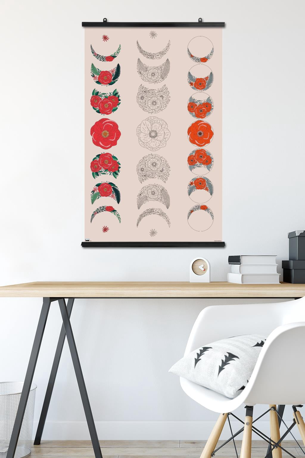 Floral Phases of the Moon Wall Poster, 22.375" x 34"