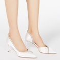 thumbnail image 4 of XYD Women Pointed Toe Sparkly Rhinestone D'orsay Pumps Slip on Mid Stiletto Heels Elegant Party Prom Shoes Size 4 White, 4 of 4