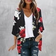 thumbnail image 2 of UVEASISHA Women Floral Open Front Cardigans Lightweight 3/4 Sleeve Cardigan Thin Soft Comfy Summer Casual Tops for Daily Wear Multicolor S, 2 of 6