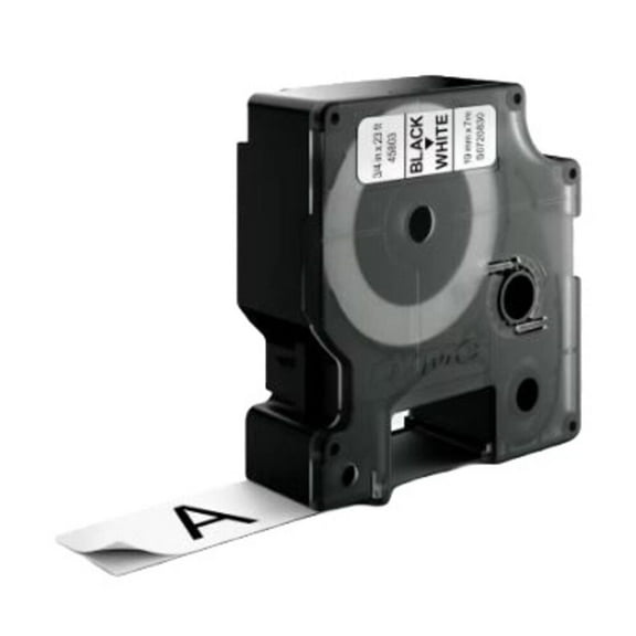 DYMO Rhino Industrial Vinyl Labels, 3/8", Black Print on White Tape