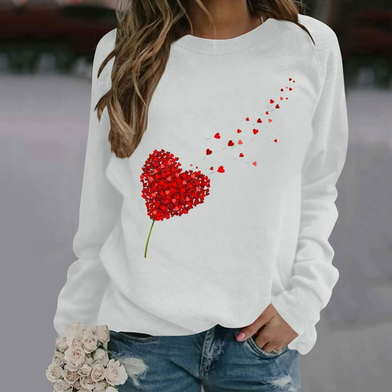 TQWQT Women's Valentines Day Sweatshirt Cute Loose Sweater Love - Main Image