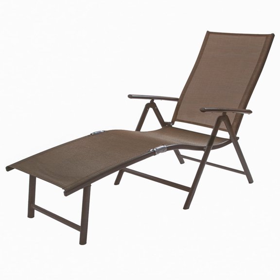 Crestlive Products Brown Outdoor Chaise Lounge Chair Aluminum Folding Recliner