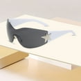thumbnail image 3 of Mupvlun Rimless Y2K Sunglasses Star Wrap Around Glasses 2000S Accessories for Women Men Trendy Fashion Cool Shield Shades White2, 3 of 3