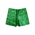 thumbnail image 4 of Haitryli Kids Boys Girls Sparkle Shiny Dance Shorts Stretch Athletic Shorts Gymnastic Jazz Hip Hop Green 120-140/12, 4 of 7