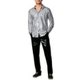 thumbnail image 2 of INSPIRE CHIC Metallic Shirt for Men's Long Sleeves Party Disco Shiny Printed Shirts M Silver, 2 of 6