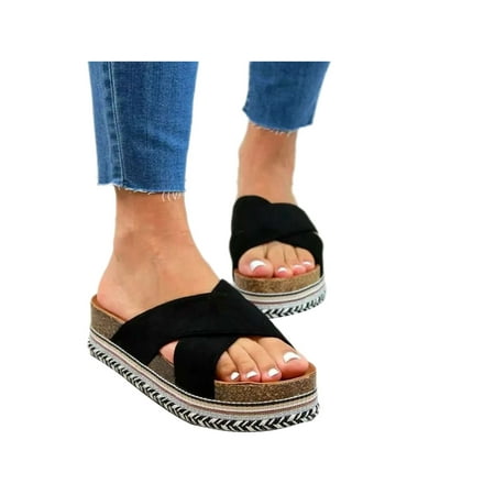 

Ritualay Women s Cozy Platform Espadrille Casual Fashion Open Toe Wedge Sandals Indoor&Outdoor Nonslip Slip On Slides