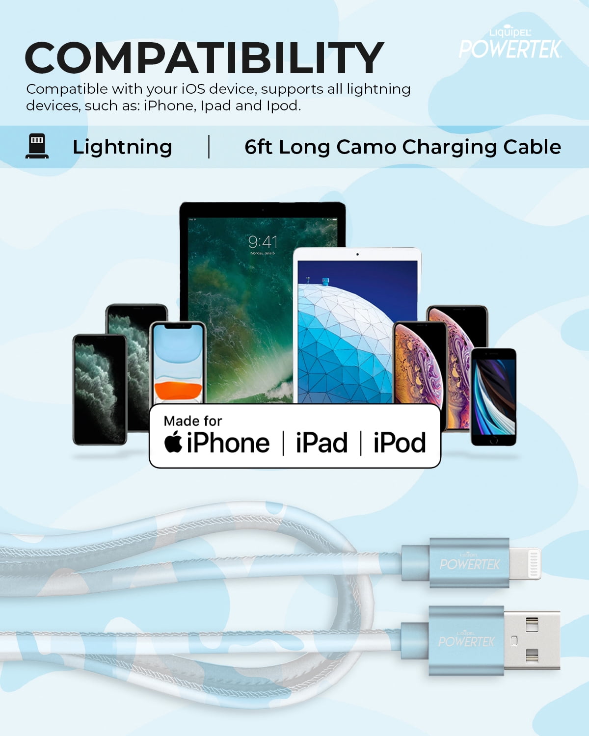 Liquipel Lightning Cable Camo - Blue