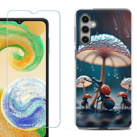 OneToughShield ® for Samsung Galaxy S23 FE Fan Edition, Shockproof Phone Case, with Tempered Glass Screen Protector - Ant n Mushroom