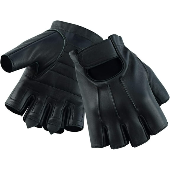 Daniel Smart Deerskin Leather Gloves – Fingerless Motorcycle Gloves with Gel Palm and Wrist Strap