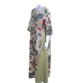 thumbnail image 3 of KOMOO Women's Oversized Linen Dress Retro Floral Patchwork Dress Half Sleeve Swing Long Dress, 3 of 7