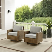 Bradenton 2Pc Outdoor Wicker Swivel Rocker Chair Set Gray/Weathered Brown - 2 Swivel Rockers
