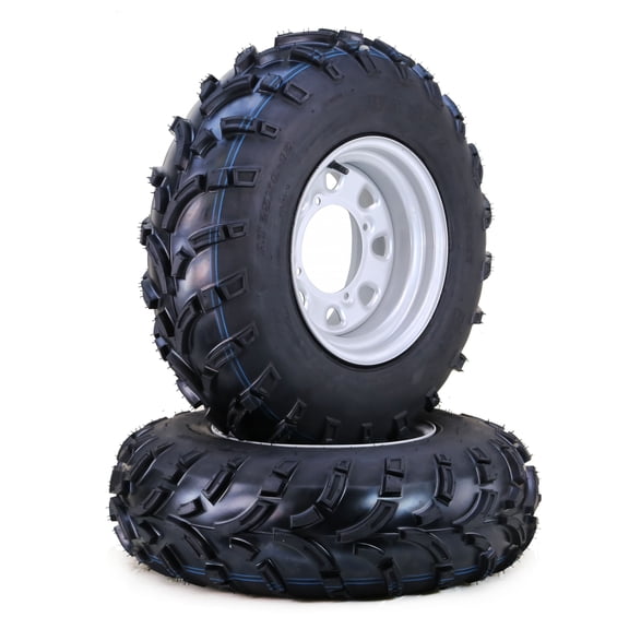 WANDA ATV Tire & wheel 25x8-12 6-Ply Light Mud on 4-156 PCD 4 3 Offset Silver Wheel,SET 2