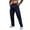 Navy, variant on Havenre Mens Casual Cargo Pants Baggy Straight Leg Sweatpants with Large Flap Pockets Button Elastic High Waist Hiking Sports Trousers Black S